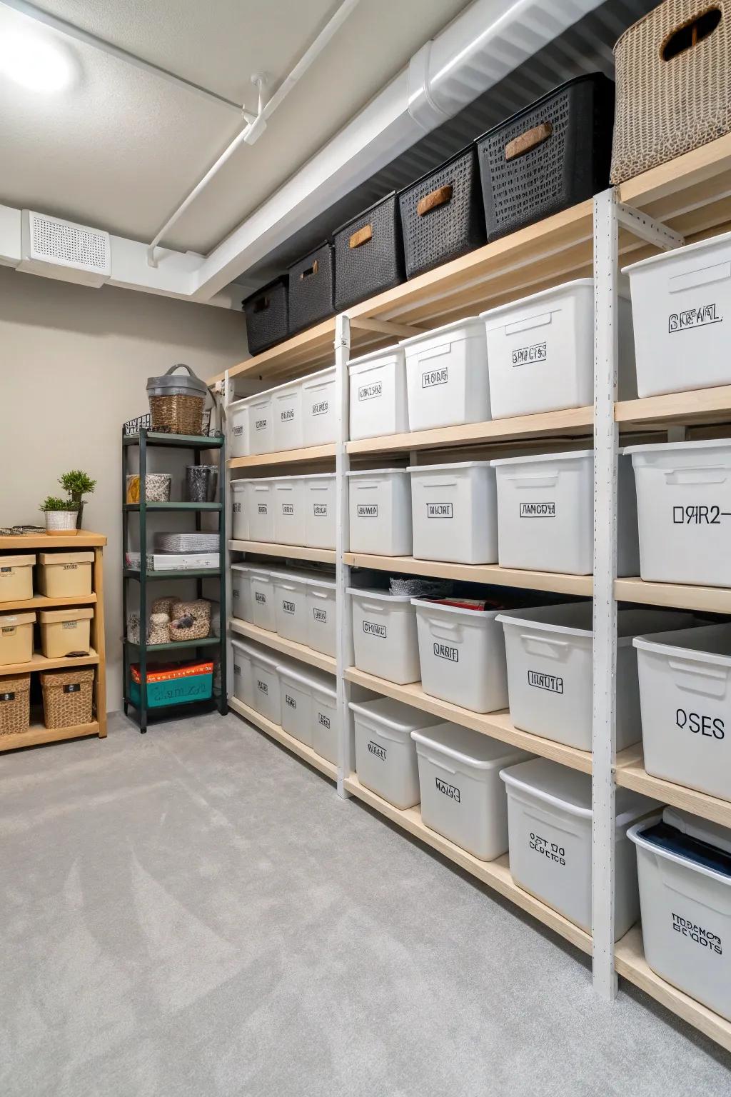 Transform your crawl space into a streamlined storage area.