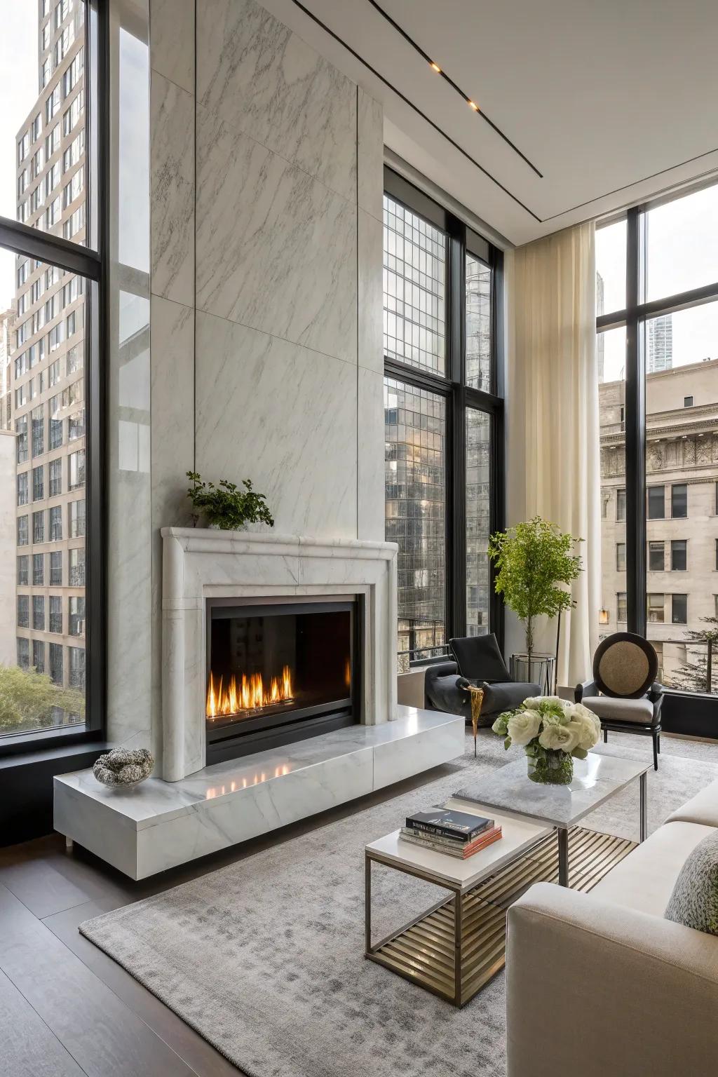 Get a minimalist chic look with a modern fireplace design.