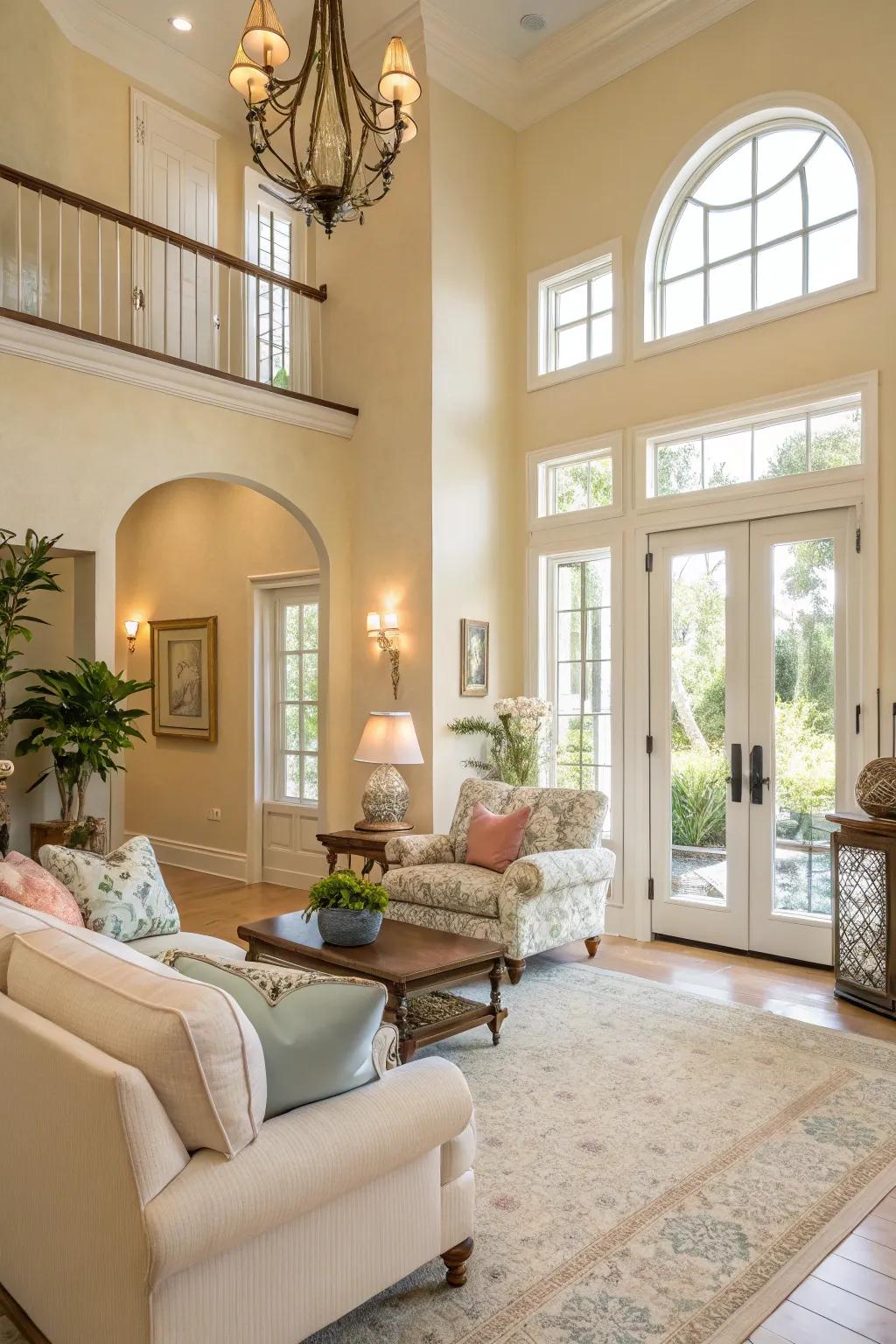 Neutral hues foster a refreshing and airy ambiance.