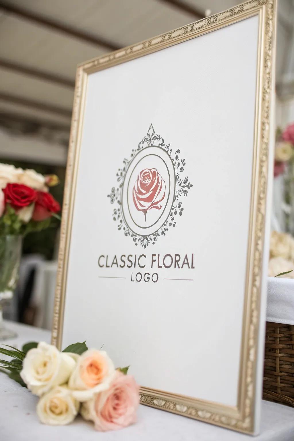 A classic floral emblem remains timeless and sophisticated.
