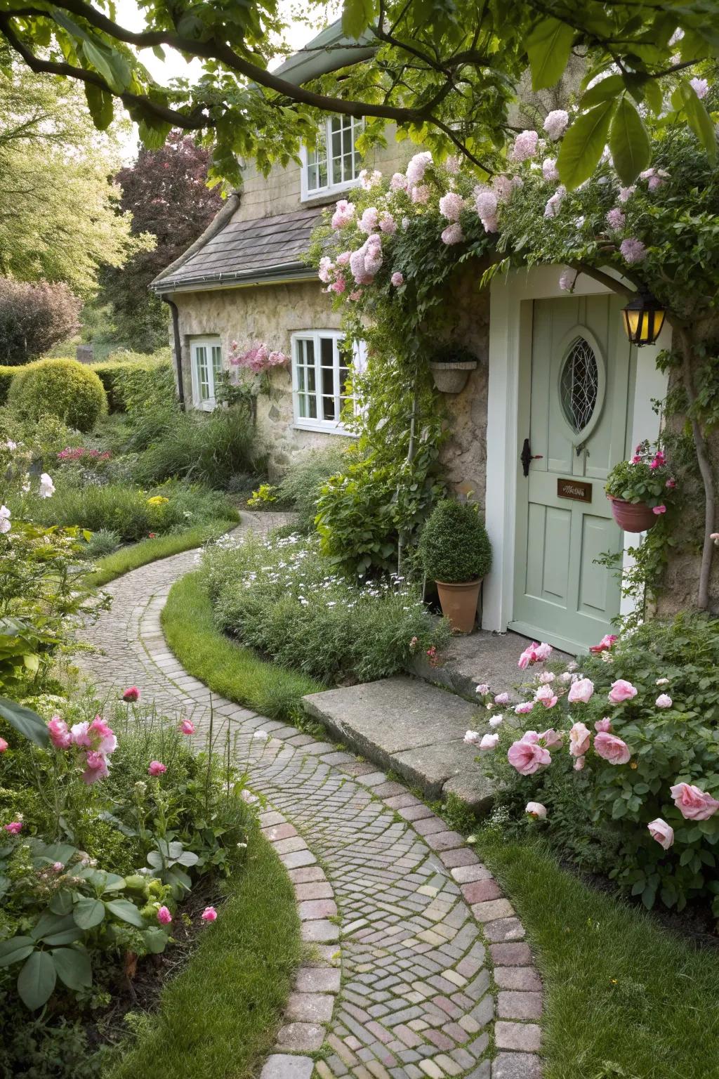 Paths made of cobblestone offer a warm invitation to your home.