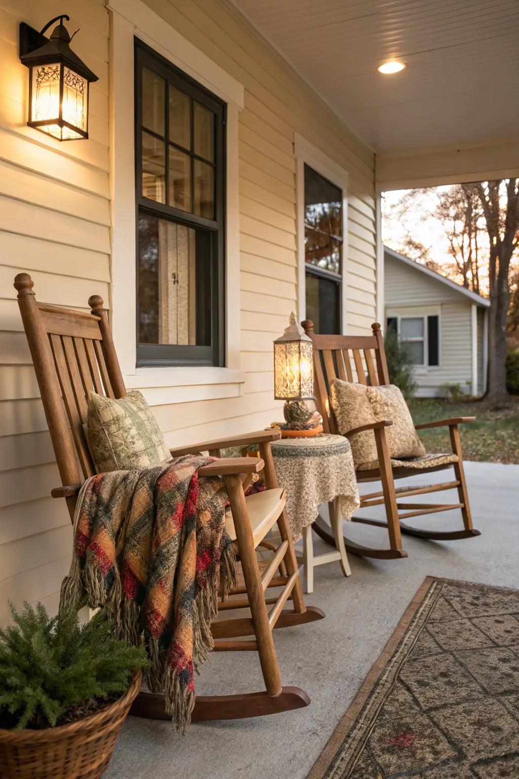 Gliding seats offer a timeless and comfortable element to any front porch.