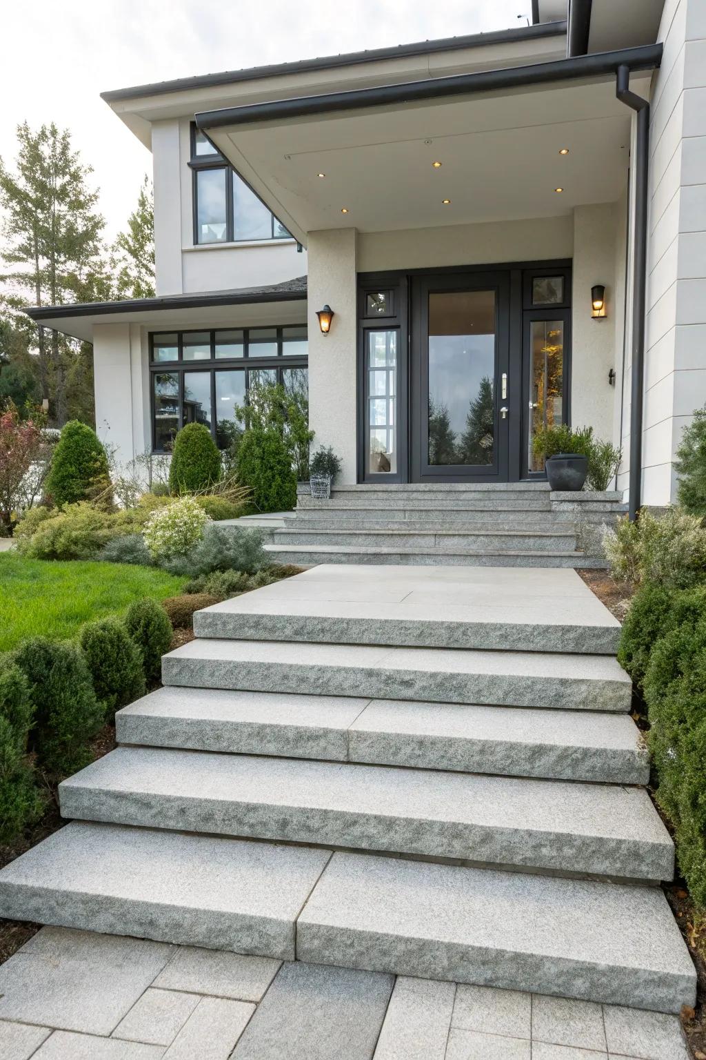 Granite steps provide a durable and elegant welcome to your home.
