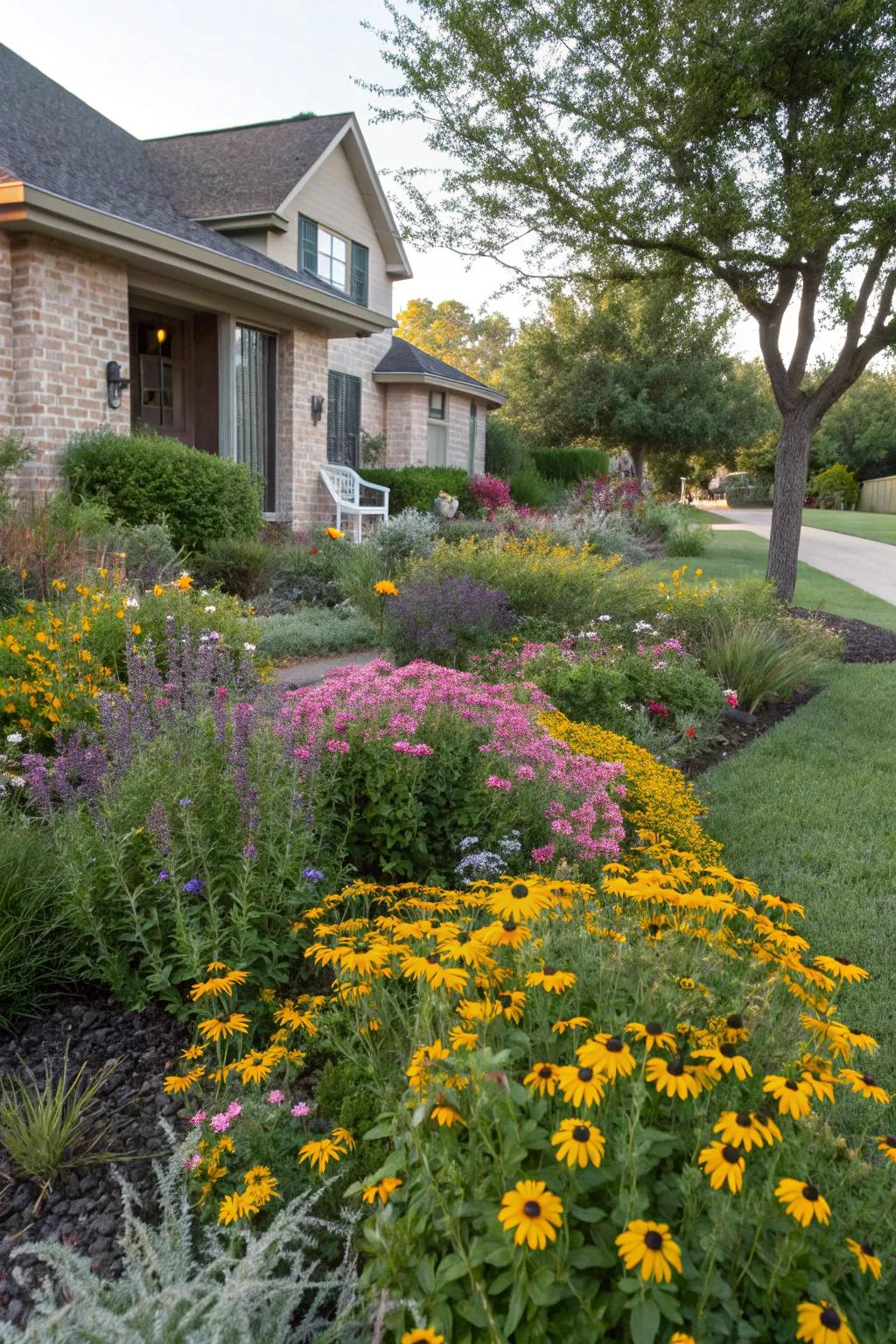 Native greenery establishes a lively, sustainable garden.
