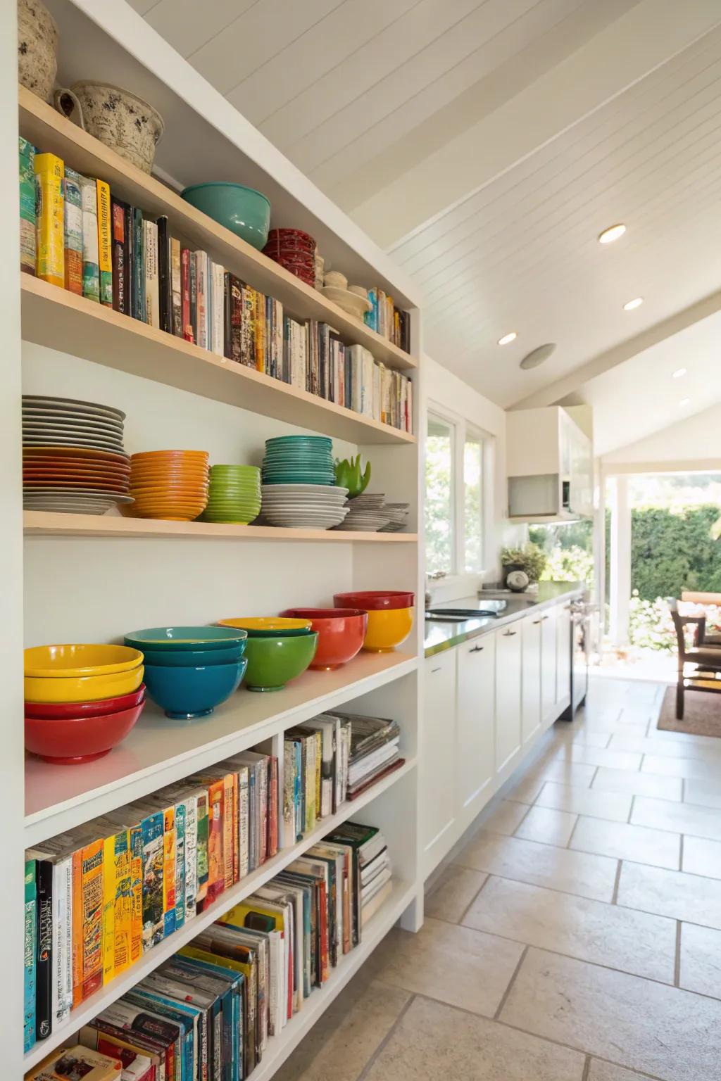 Open shelving brings both appeal and practicality.
