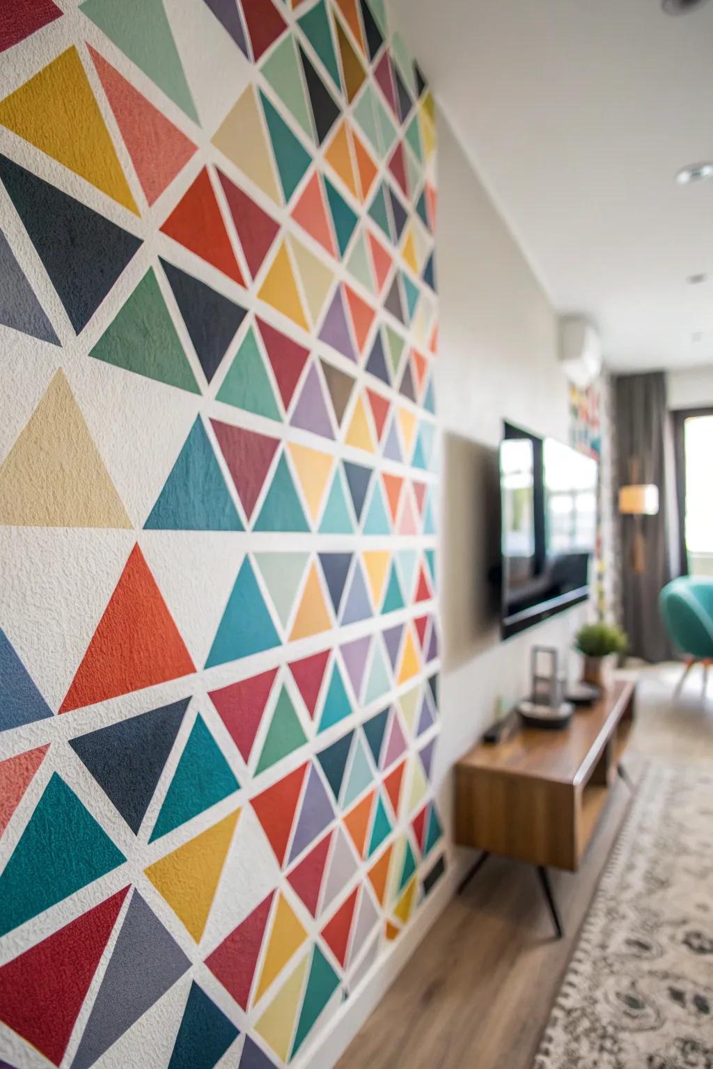 Bright triangles provide a lively and contemporary vibe to any setting.