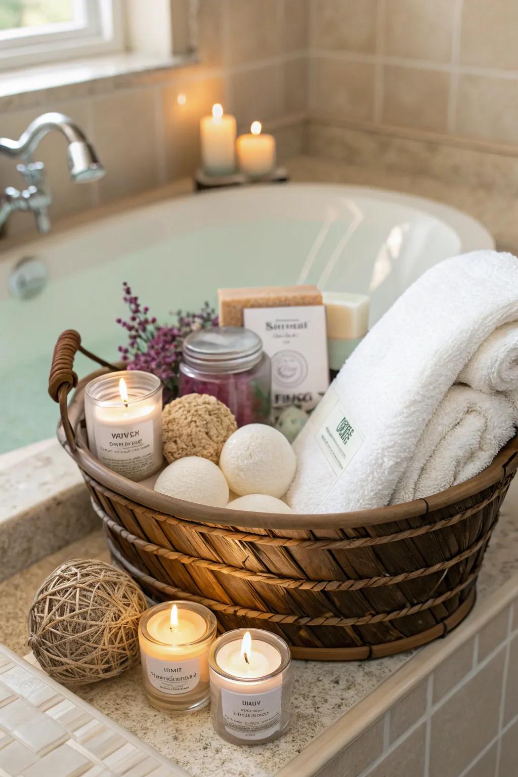 A tranquility basket created to help mom de-stress and relax.