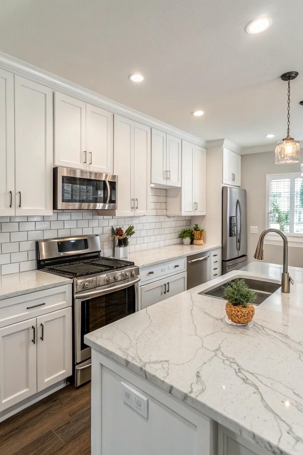 Polar granite countertops unite sophistication with a contemporary charm.