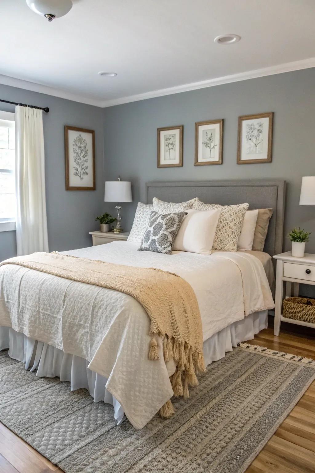 A soothing neutral color scheme lays the groundwork for a tranquil guest escape.