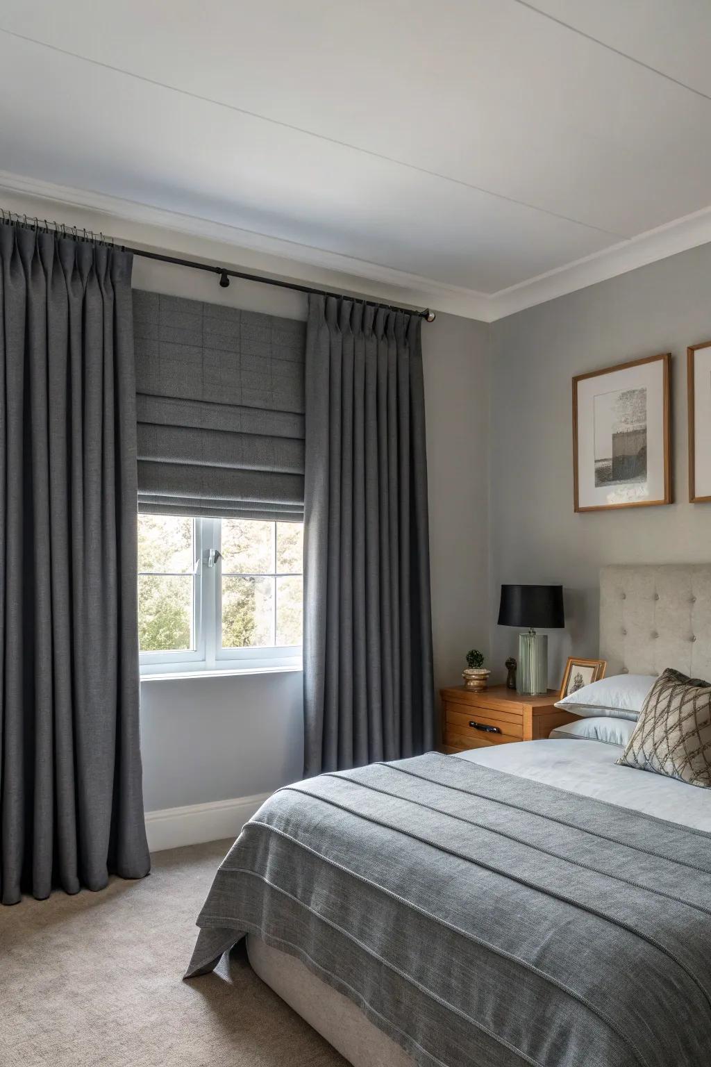 The use of differing grey hues generates dimension and visual appeal.