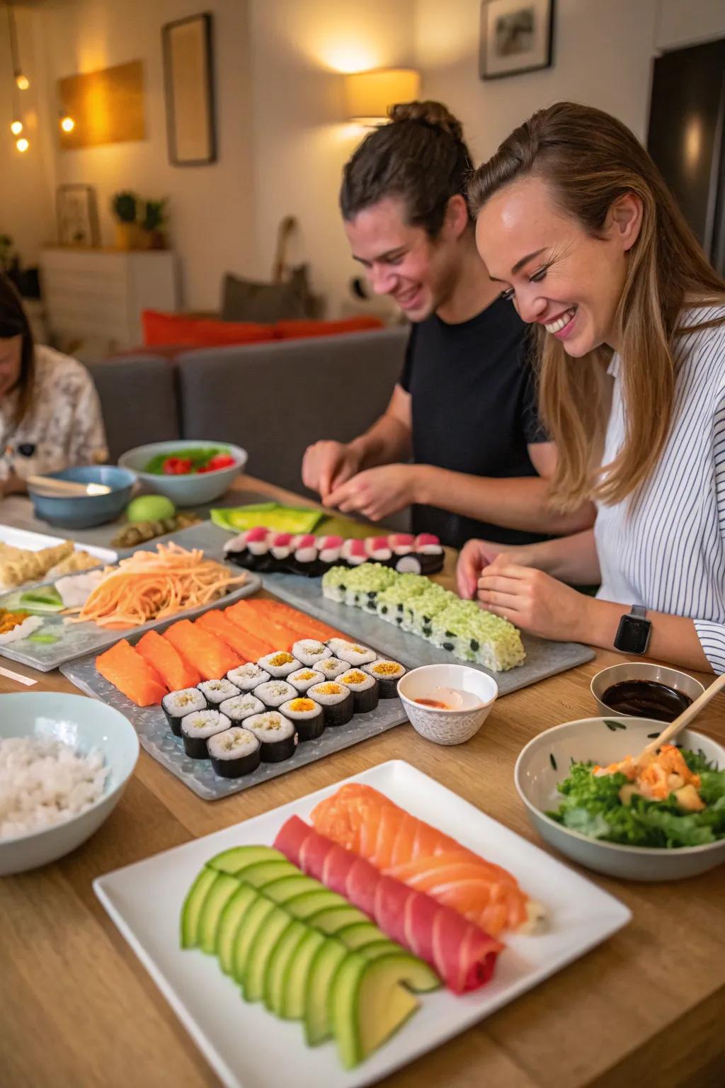 Make your own sushi and enjoy the fun.