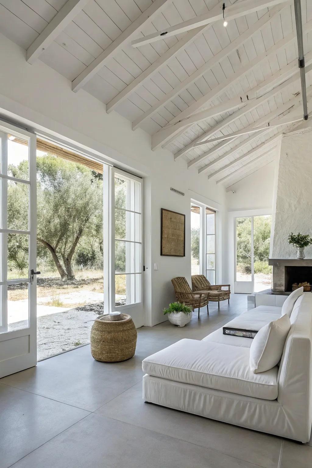 A simple guest house interior showcasing space and tranquility.