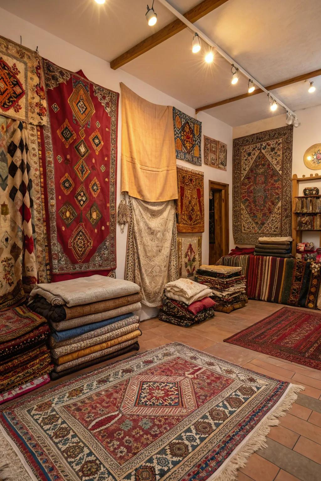 Layering textiles enriches any space with warmth and texture.