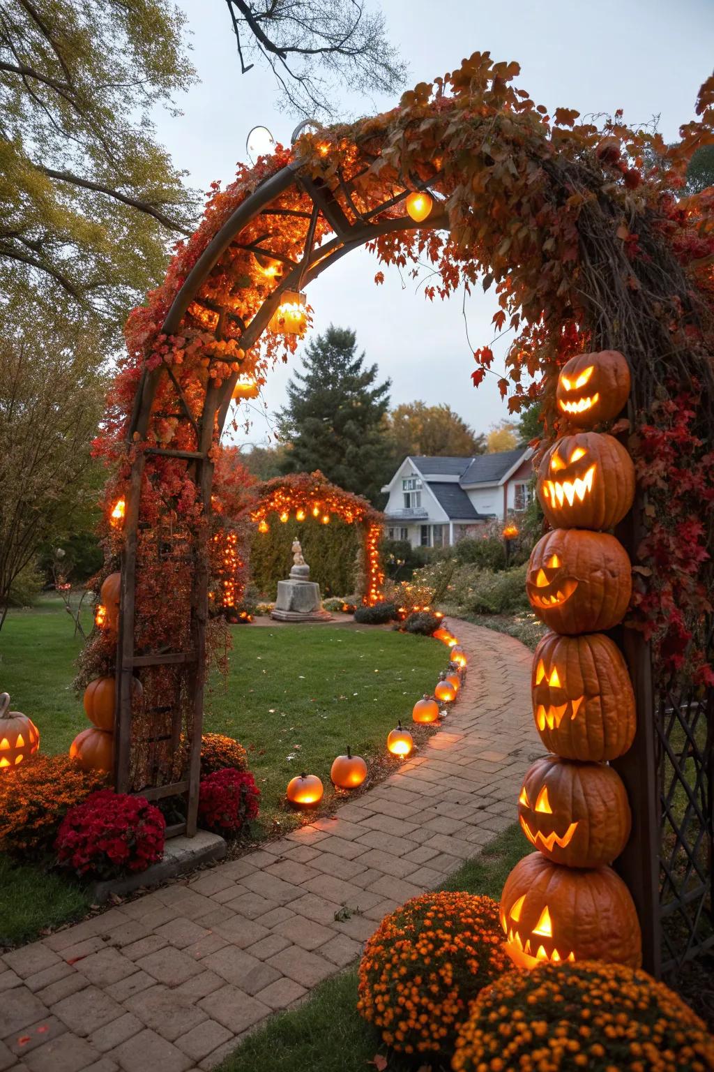 Welcome guests with a luminous gourd gateway.