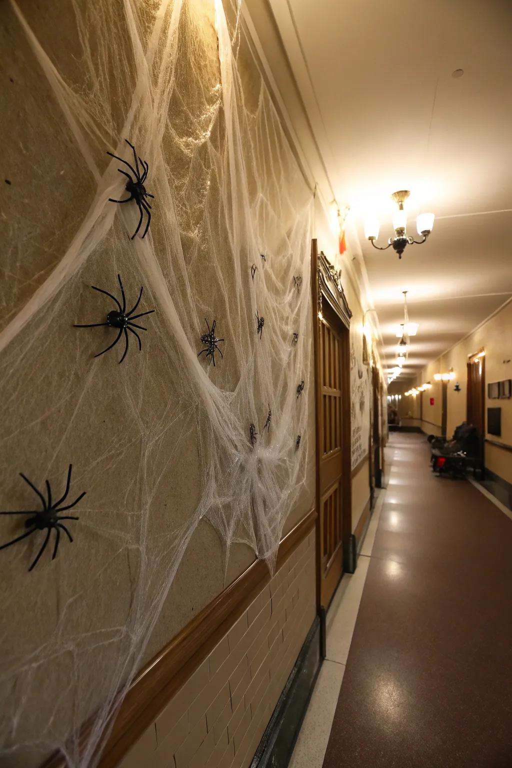 Craft a spine-chilling scene with cobwebs in your hallway.