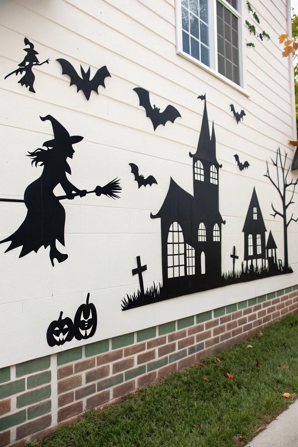 Dark outlines result in striking Halloween wall decor.