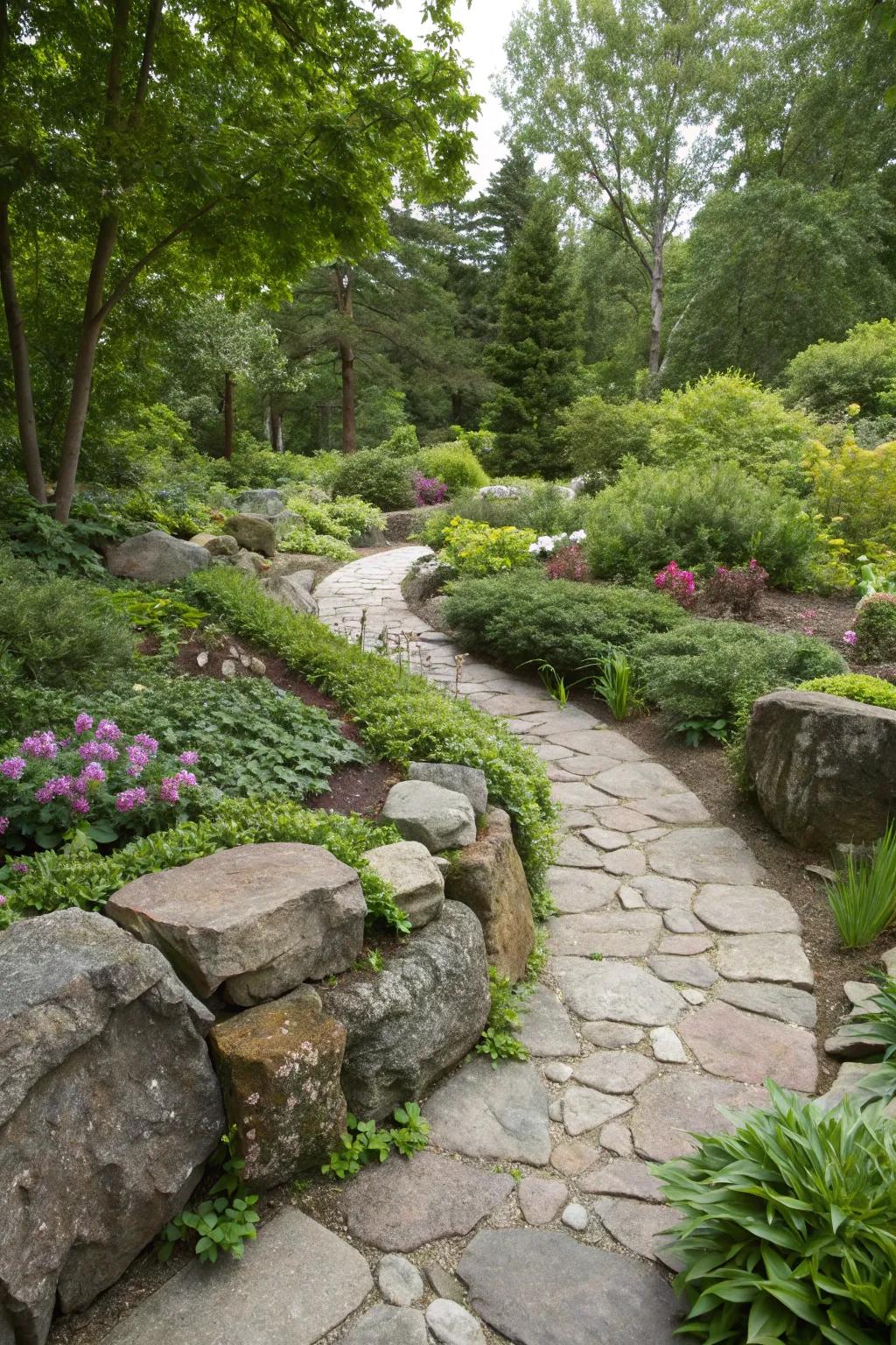 Gardens with stones provide a natural and economical method to enhance your yard.
