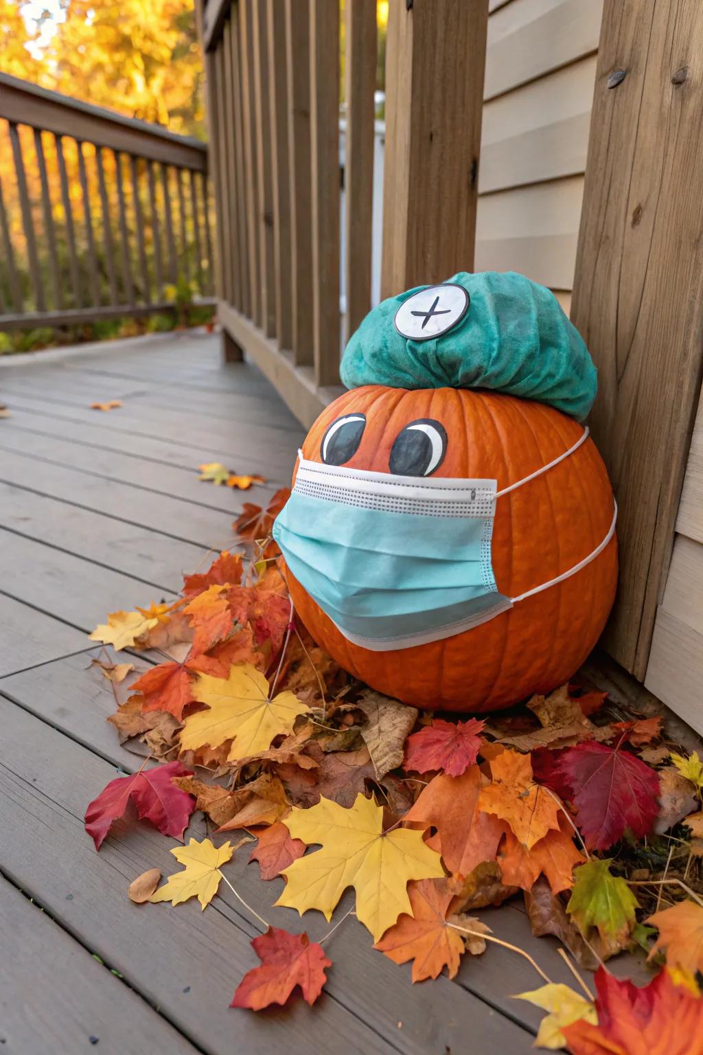 A pumpkin caregiver is ready to save the day with flair and humor.