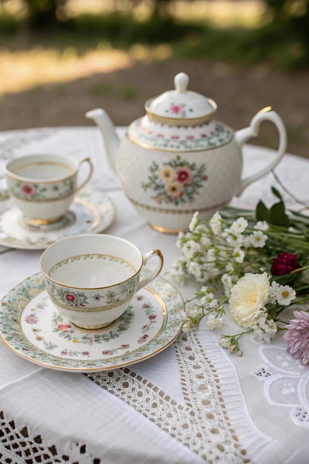 A classic tea set is ideal for treasured afternoon get-togethers.