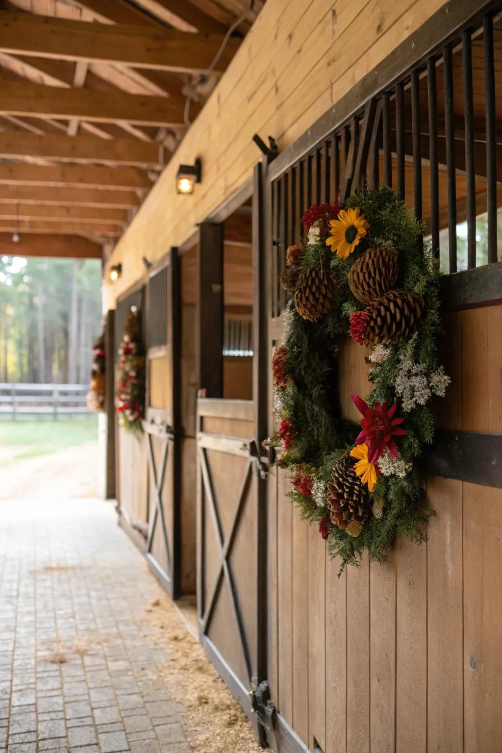 Seasonal garlands bring a festive spirit to your horse's living space.