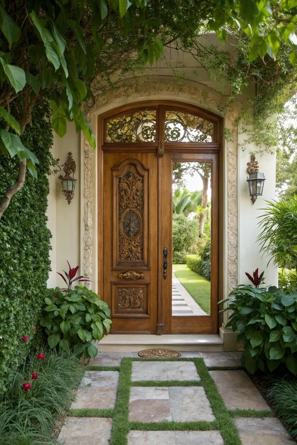A traditional wood door showcasing refinement and charm.