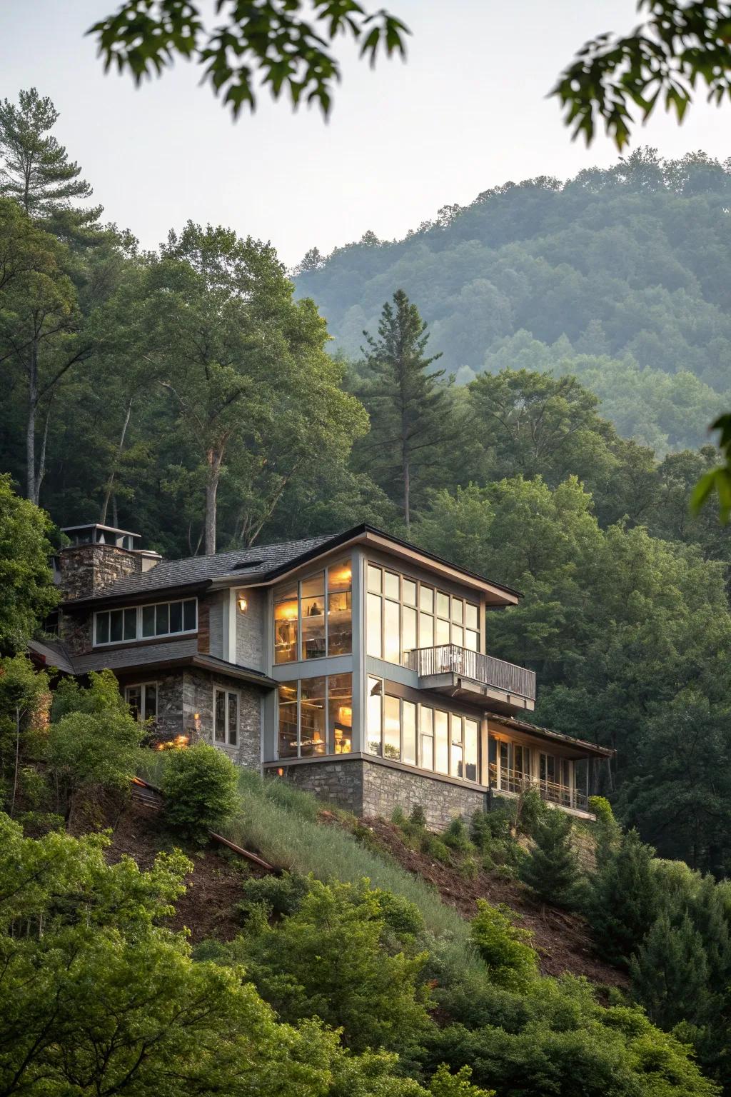 A split-level residence crafted to integrate seamlessly with its <strong><em>inclined terrain</em></strong>.” loading=”lazy” class=”pimg”>
	</picture><figcaption>A split-level residence crafted to integrate seamlessly with its <strong><em>inclined terrain</em></strong>.</figcaption></figure>
<p>Split-level designs are exceptionally suited for <strong>steep landscapes</strong>, enabling the creation of separate living zones on varying levels. From my own experience, this layout isn’t just aesthetically pleasing; it also maximizes the use of natural light and captivating views.</p>
<h3>A few suggestions:</h3>
<ul class=