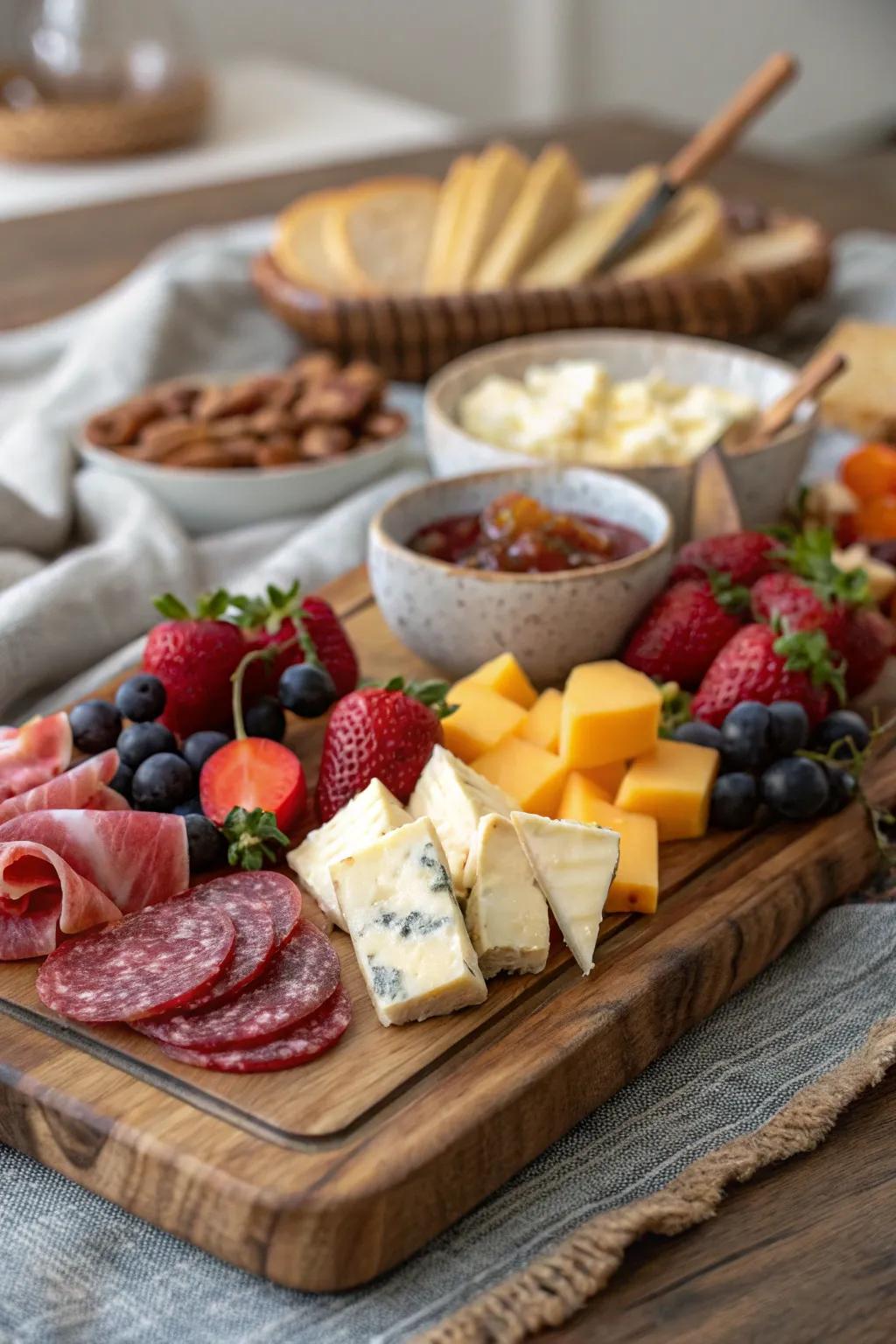 An enticing snack platter, perfect for a housewarming celebration