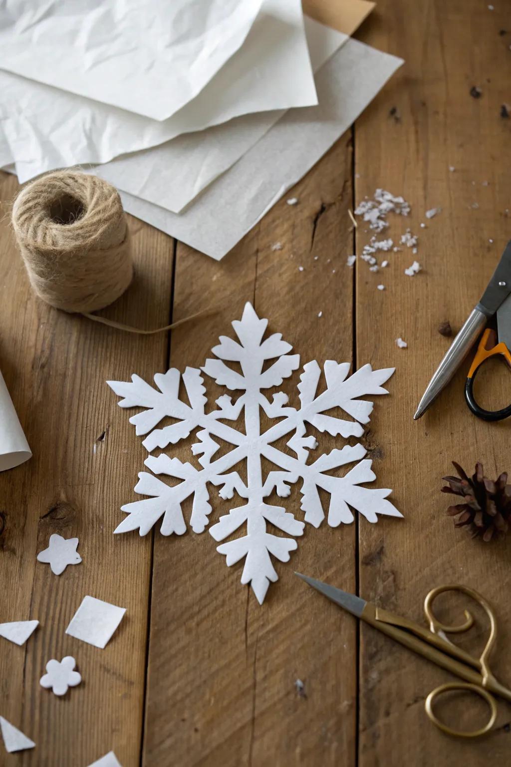 Create timeless beauty with a classic six-sided snowflake.