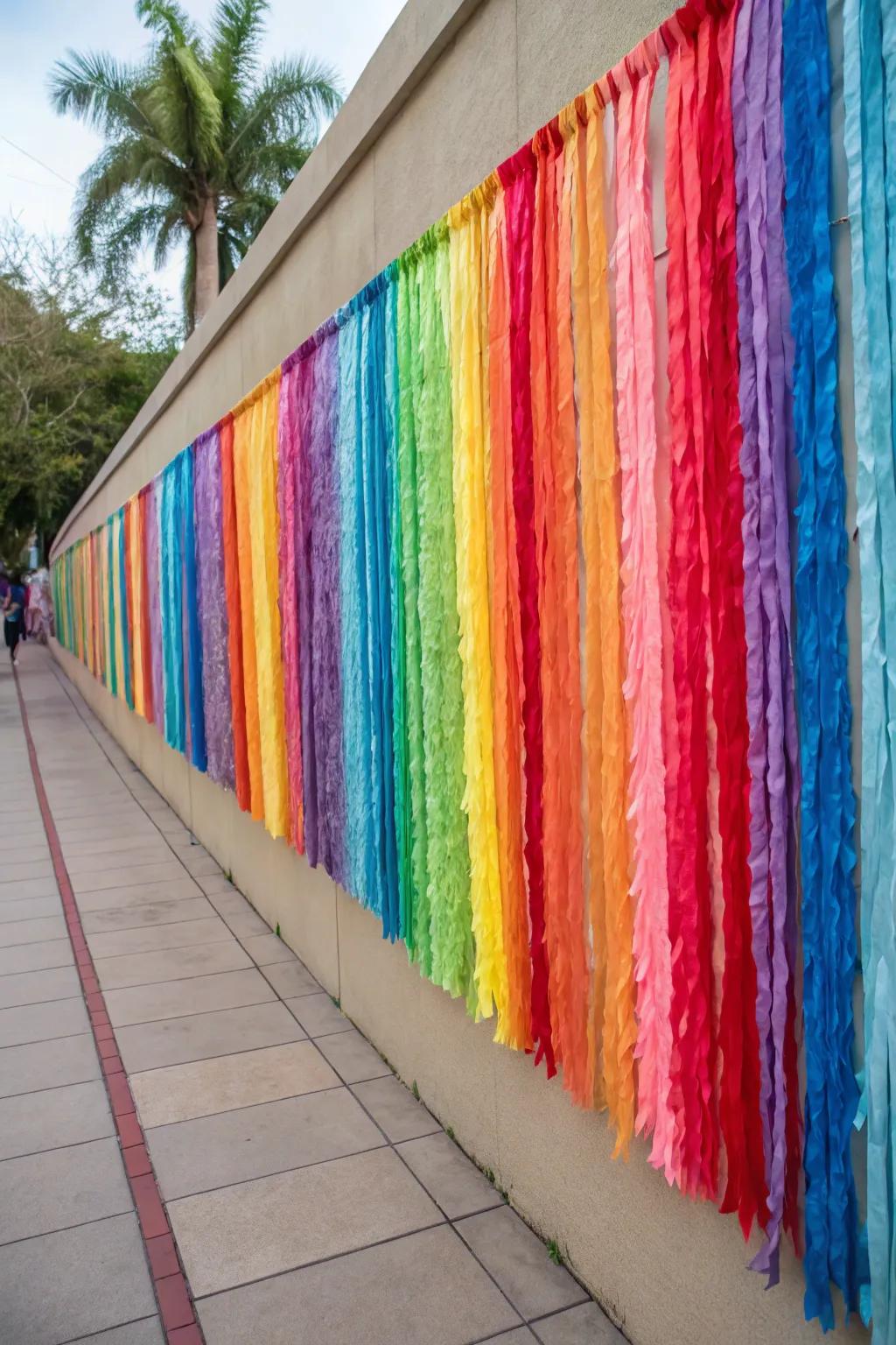 A spectrum of paper strips transforms any wall into a focal point.