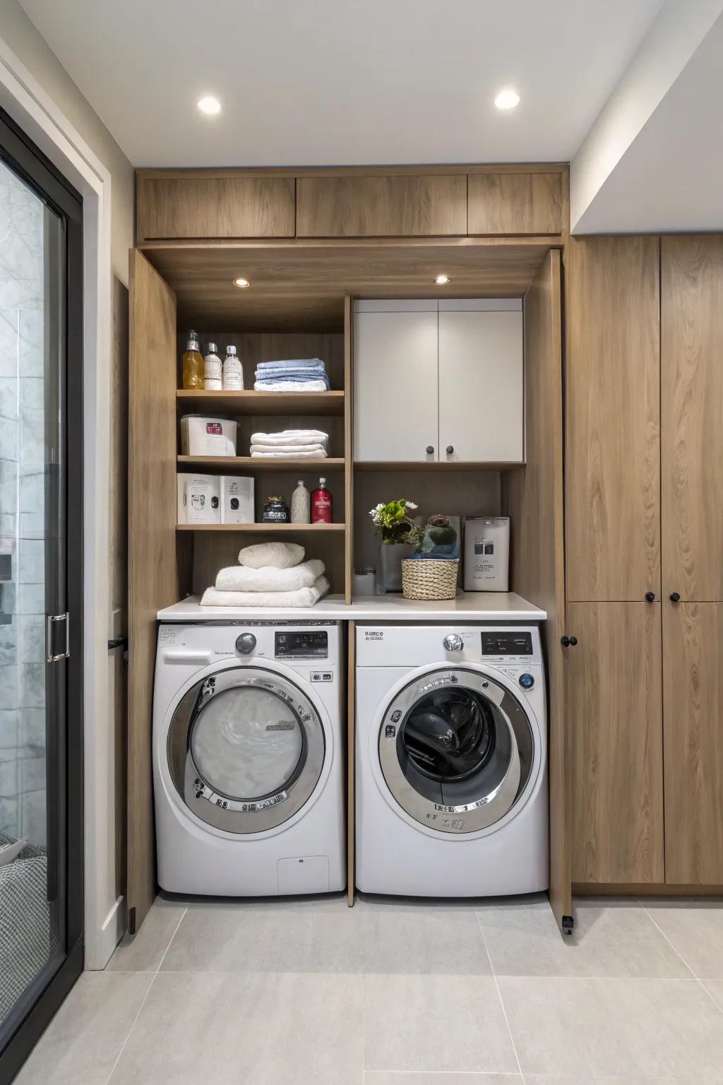 A custom cabinet effortlessly conceals your water heater.