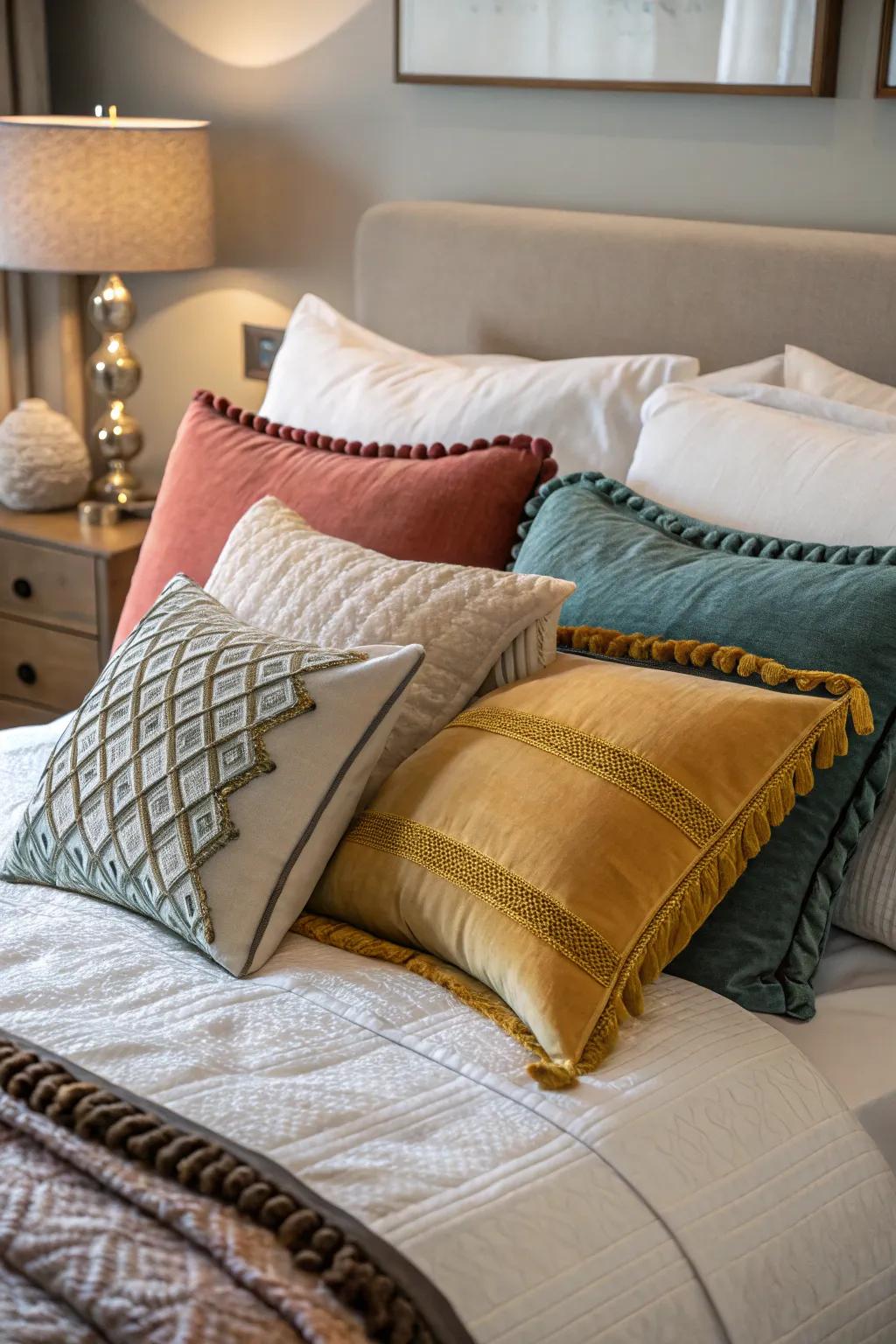 Layering pillows enhances depth and sophistication on any bed.