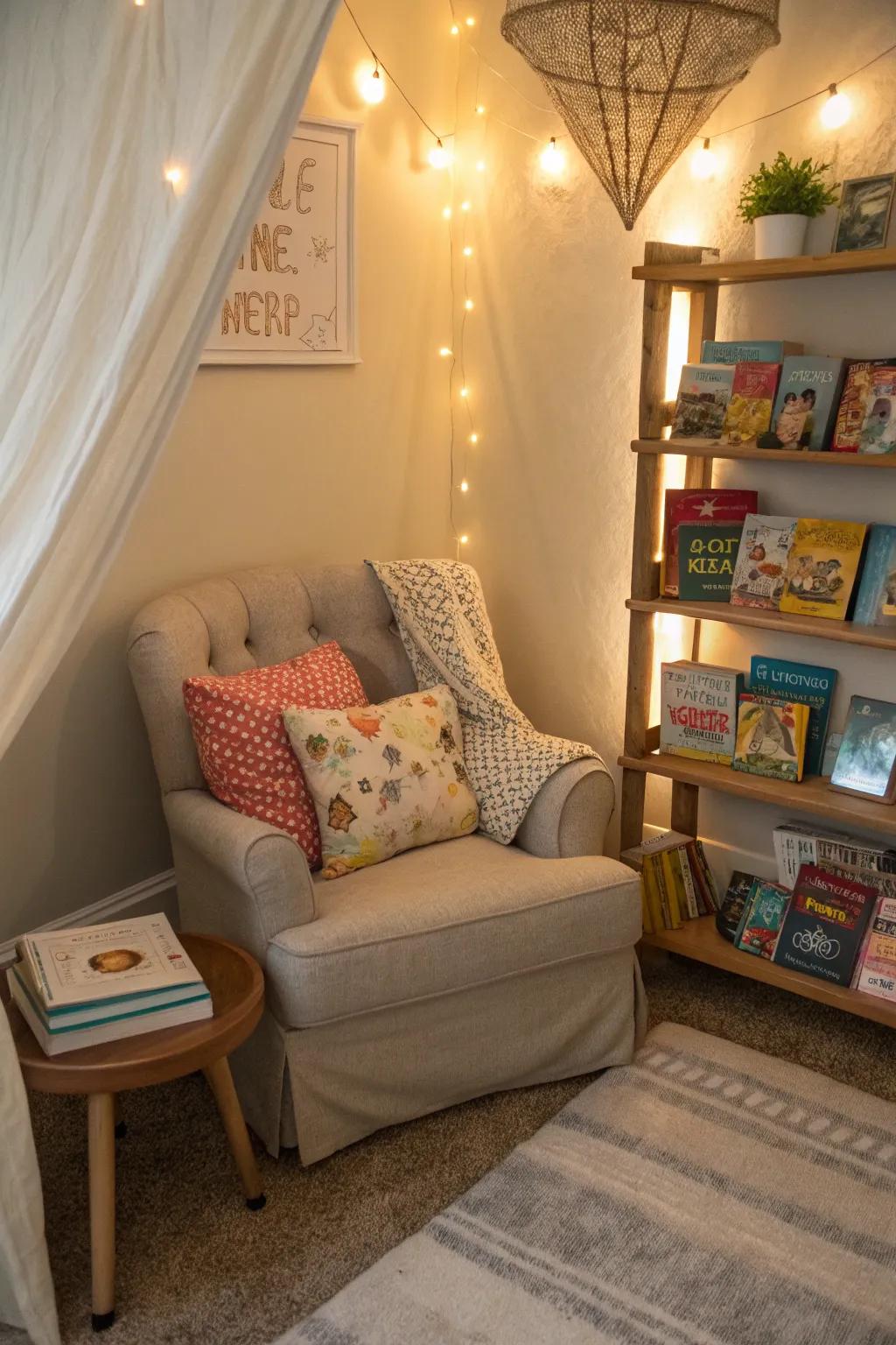 A peaceful reading spot for calm indoor moments.