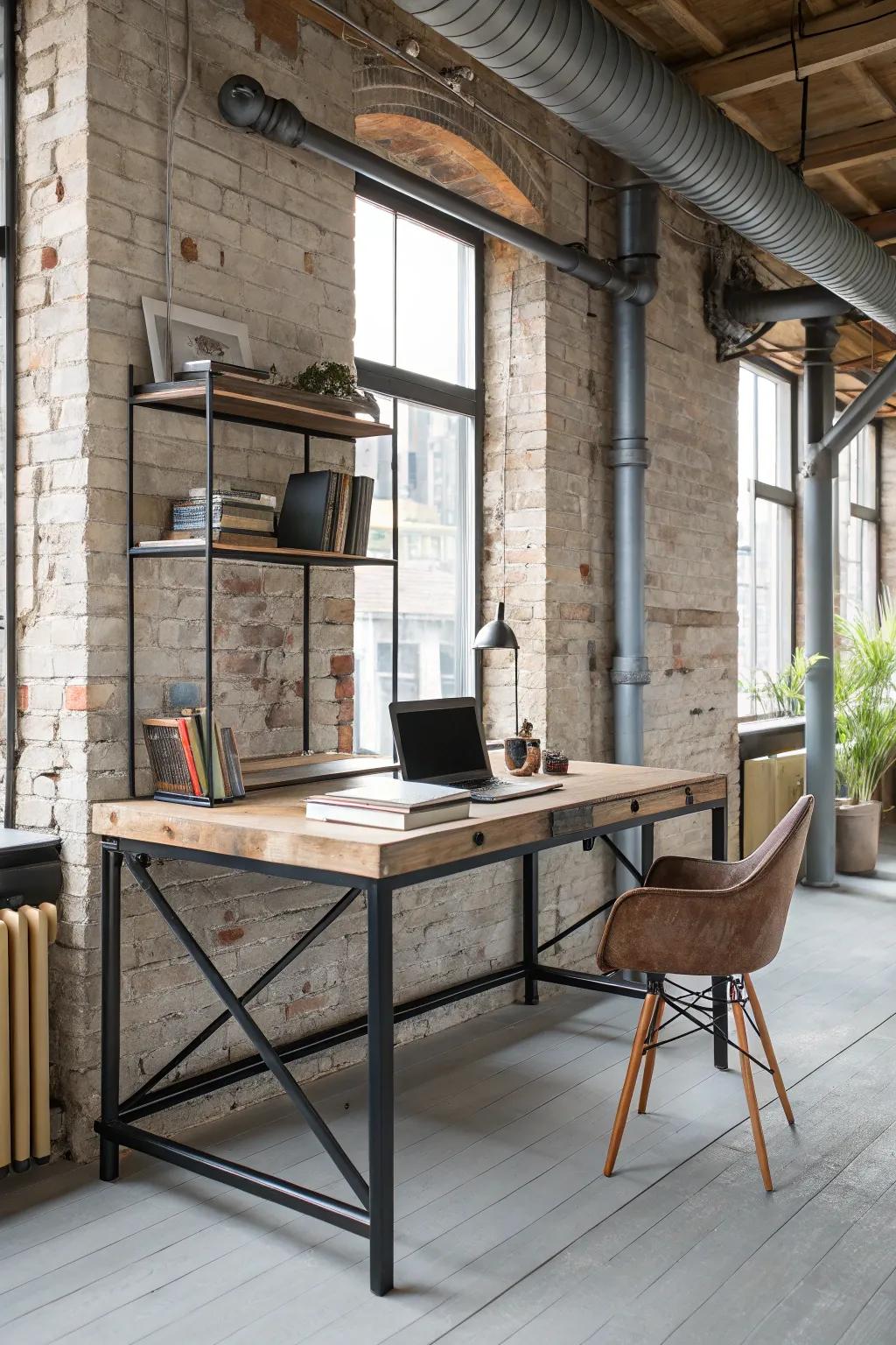 An ideal mix of natural wood and metal for that industrial vibe.