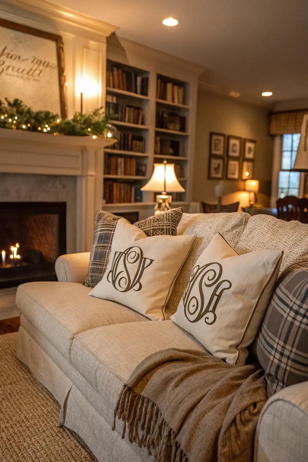 Infuse your personal style with timeless monogram pillows.