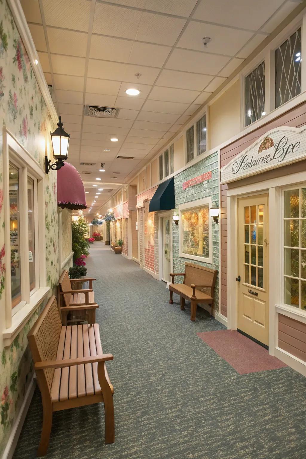 Turning nursing home hallways into dynamic, captivating street-like environments.