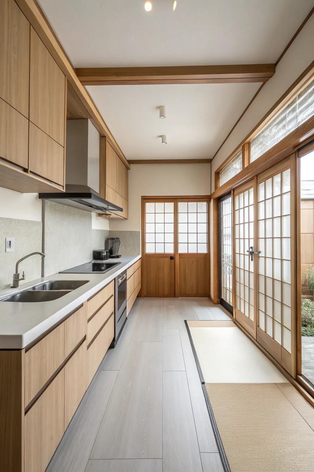 A minimalist Japanese kitchen where less is more.