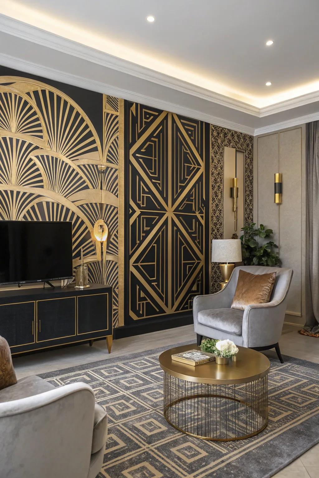 Art Deco designs fashion an impressive centerpiece in any area.