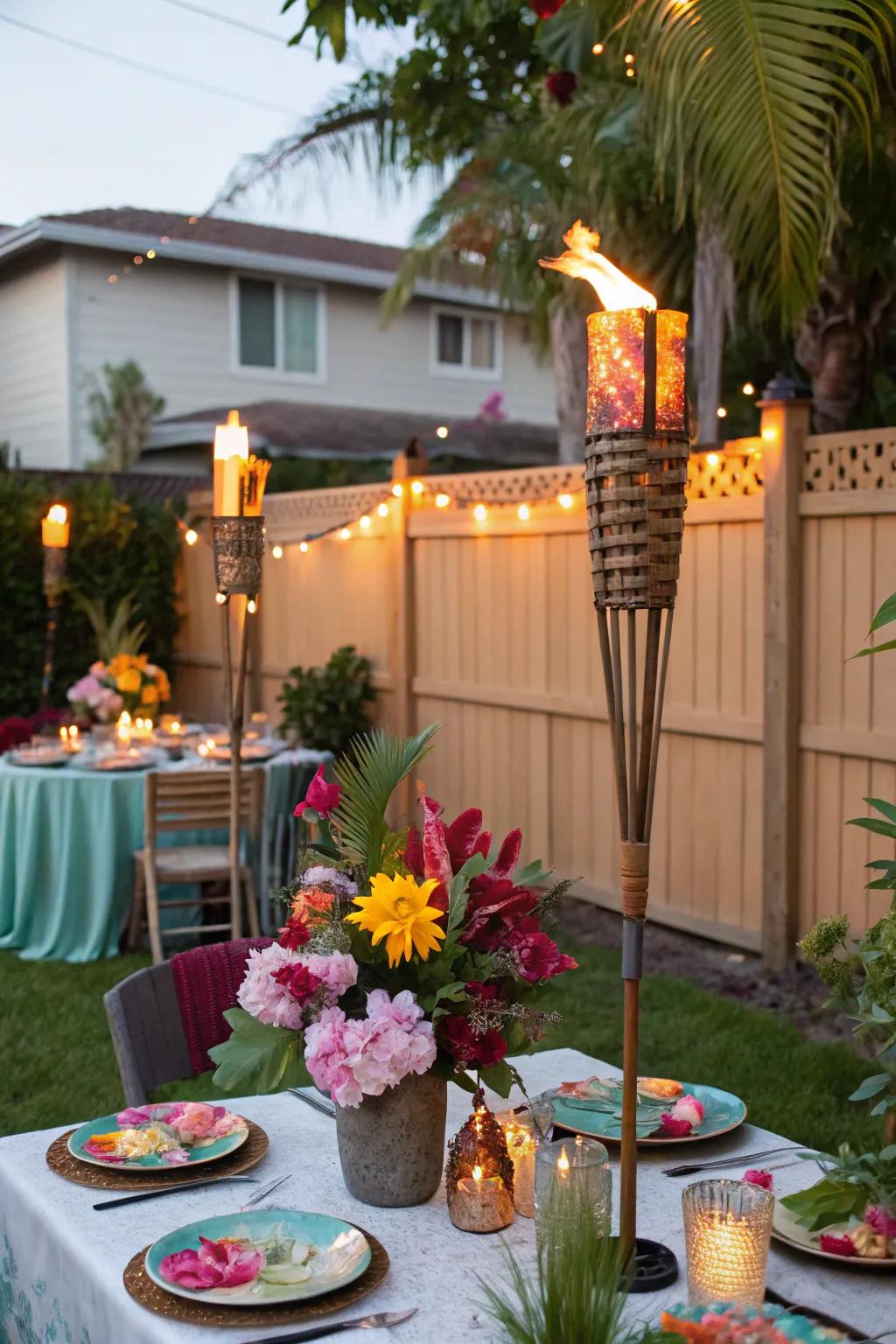 Set up an island escape with a Tropical Luau party.