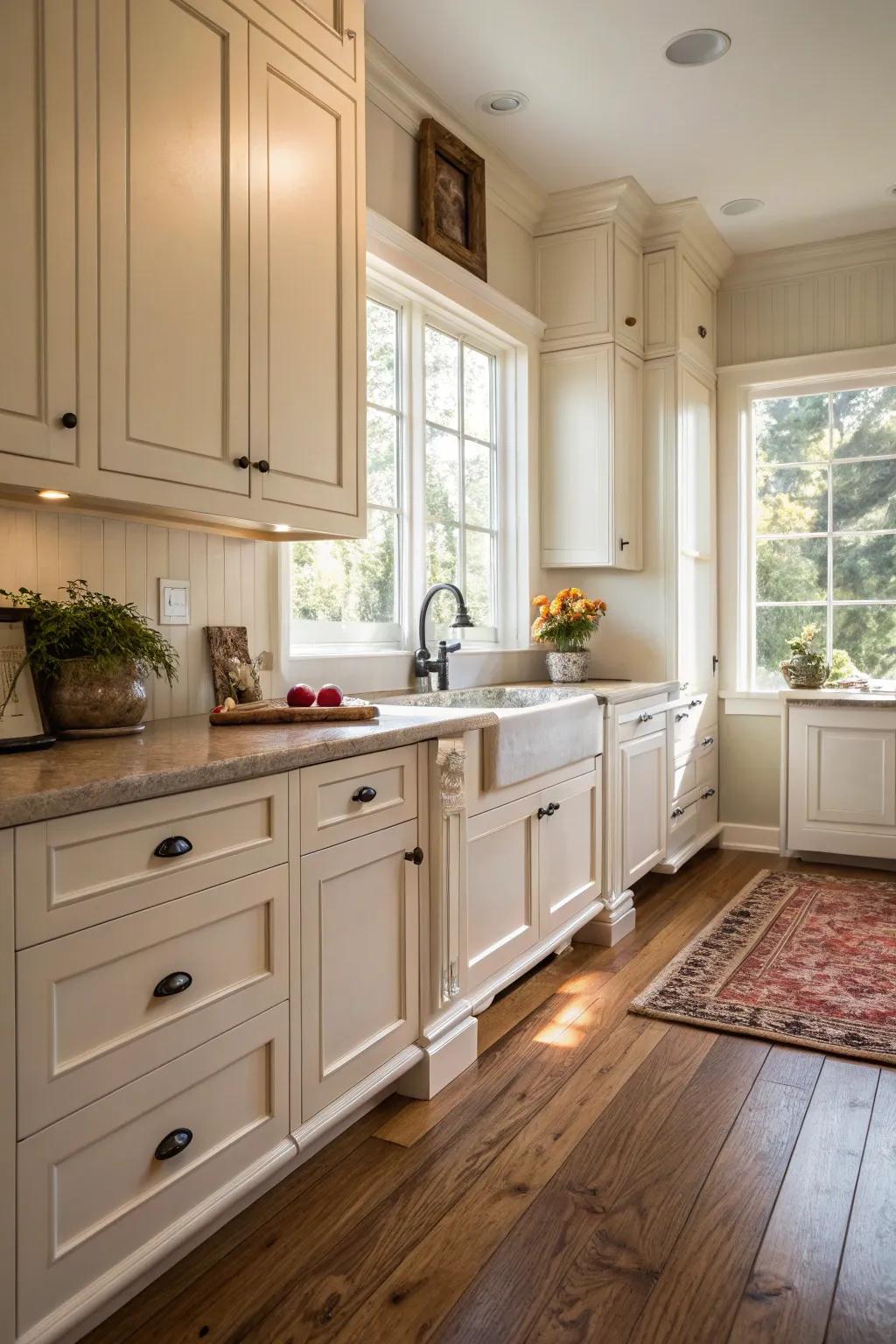 White cabinets offer a timeless style to any kitchen.