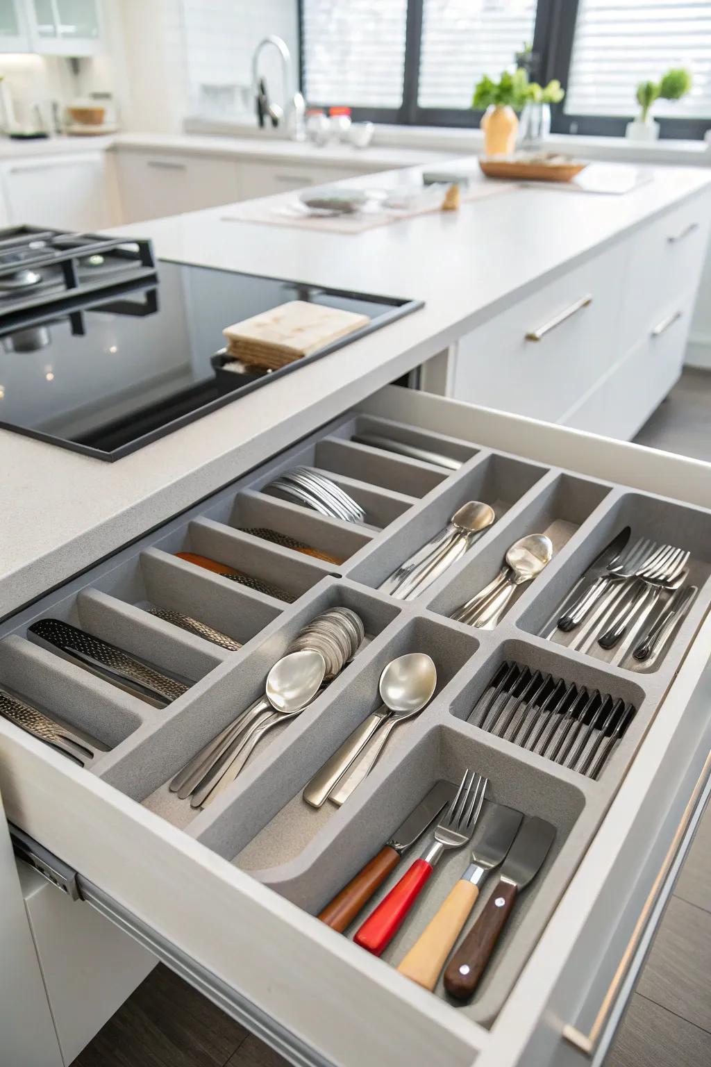 Utensil dividers help keep your kitchen gadgets arranged and within easy reach.