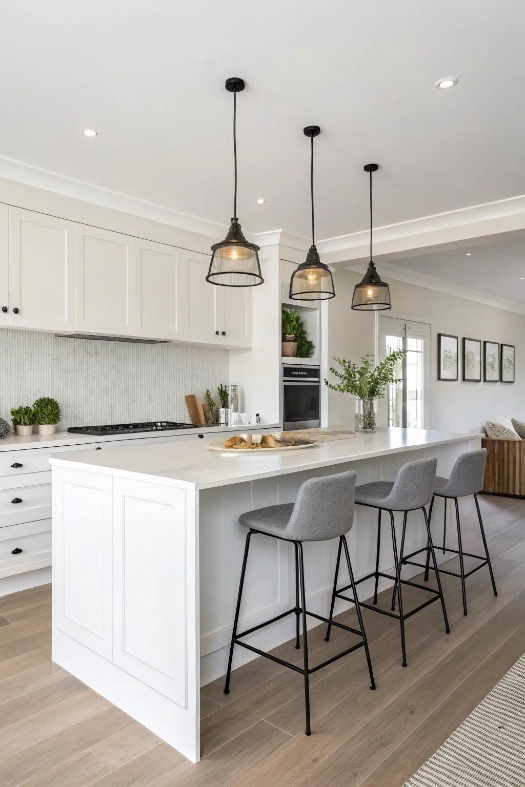 A minimalist take on kitchen pendant lighting.