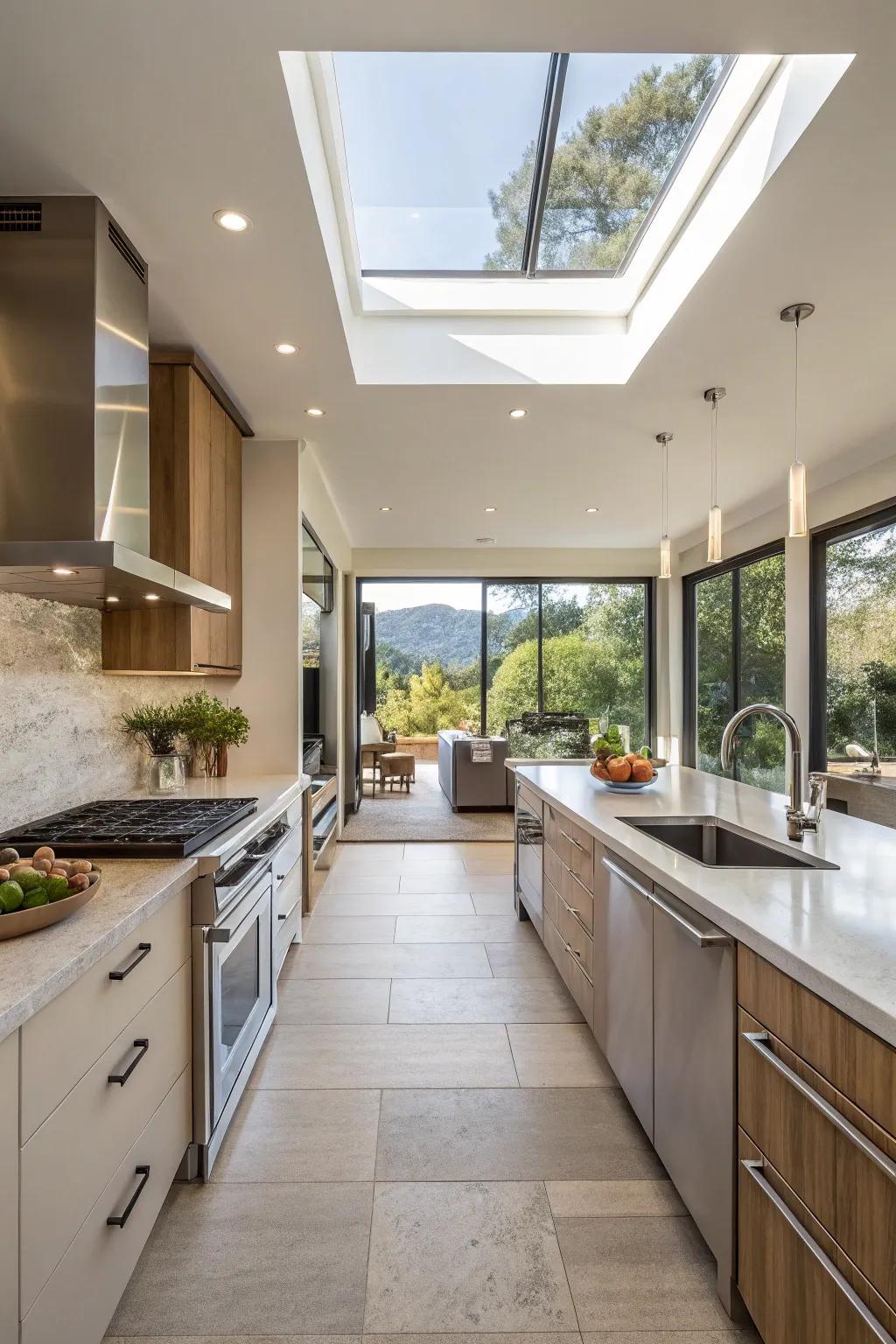 An open-concept kitchen that effortlessly merges with the living space.