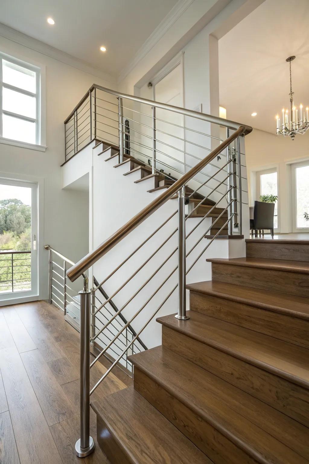 Simple metal banister bringing a stylish, contemporary feel.