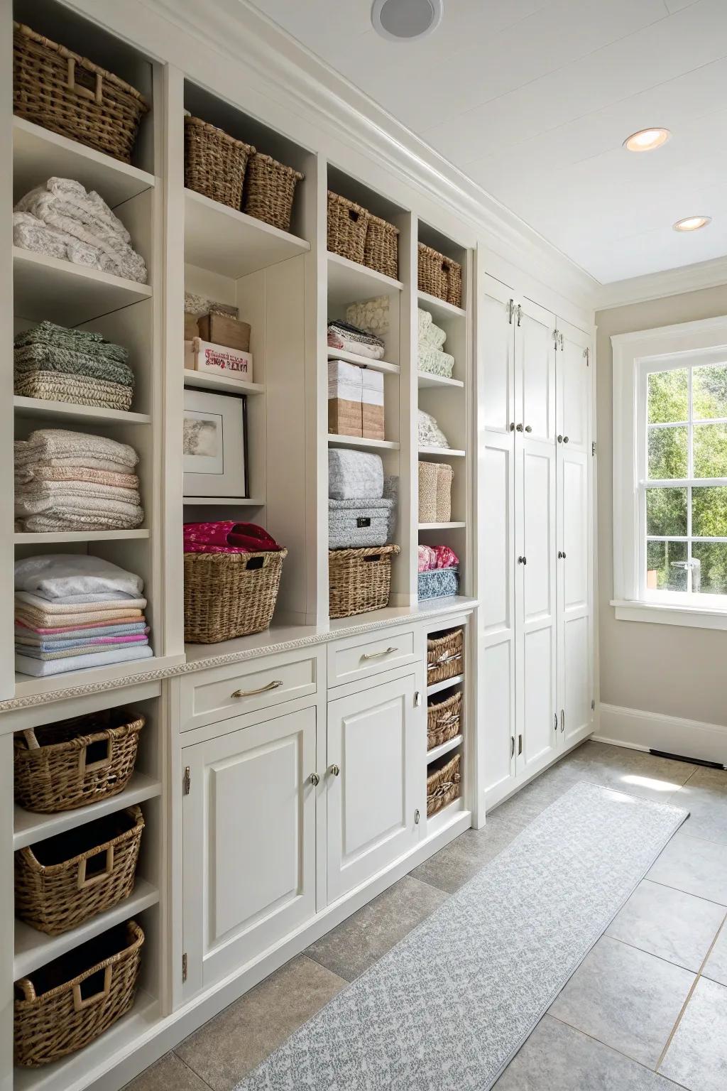 Use beautiful full-length cabinets to get the most storage space possible.