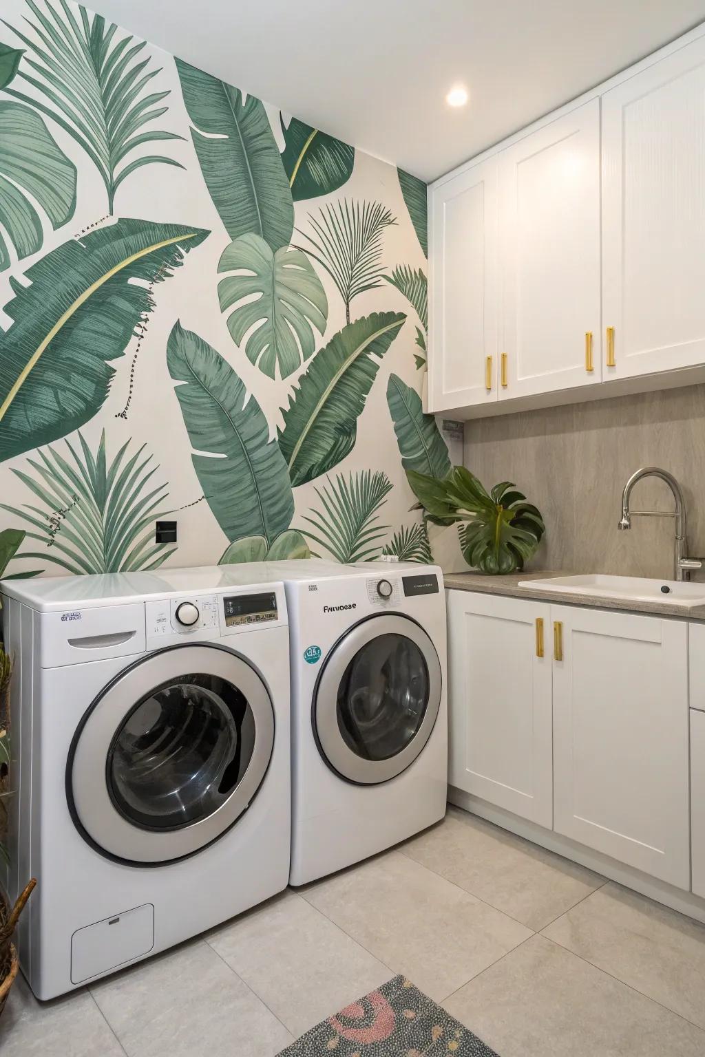 Welcome nature inside with wallpaper inspired by botanical elements.