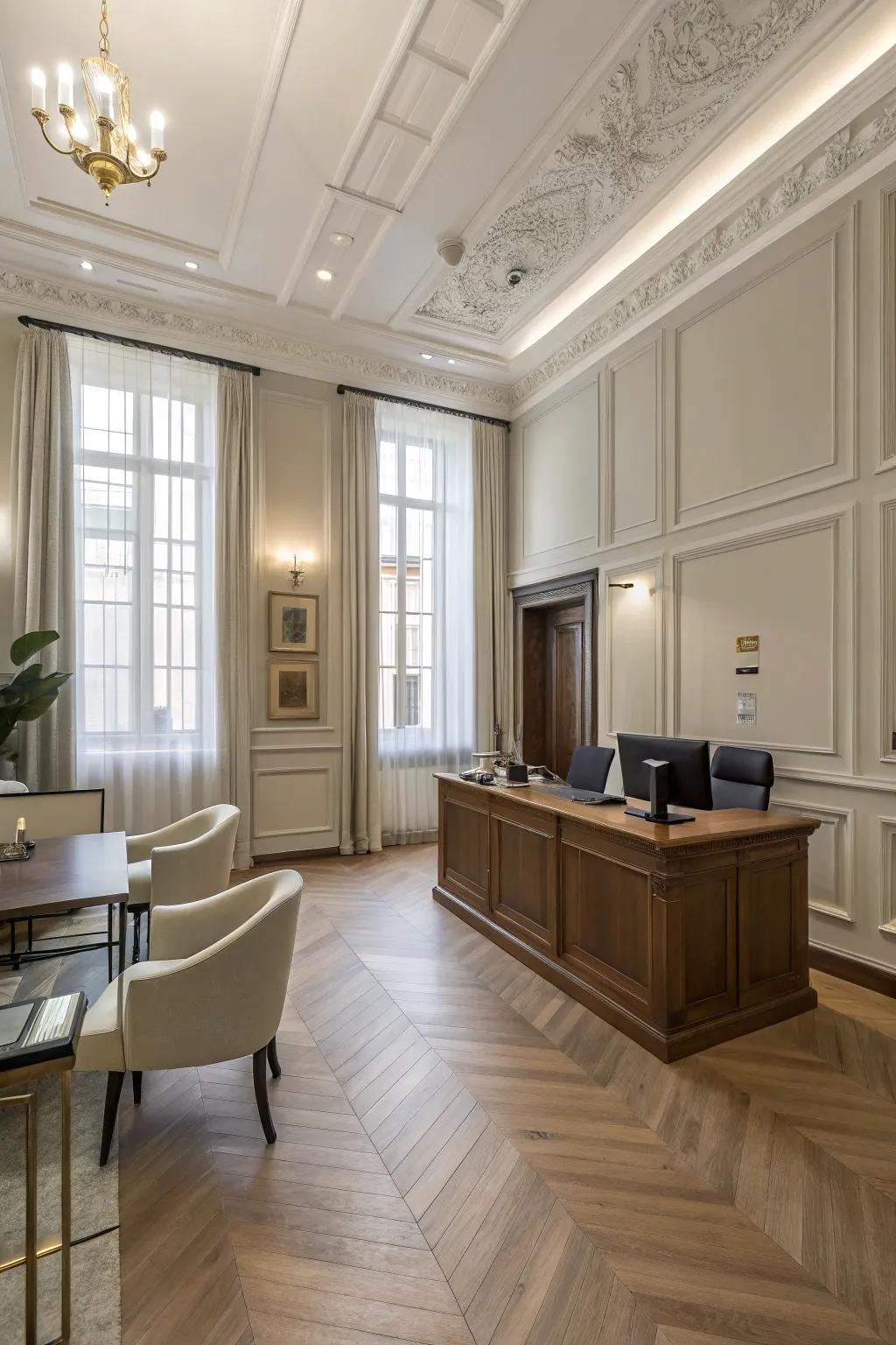 A neutral color scheme creates a serene and professional atmosphere.