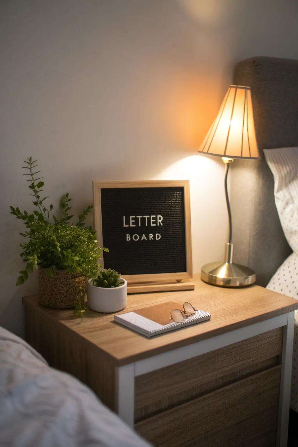 A display board featuring an everyday encouragement to kickstart the day.