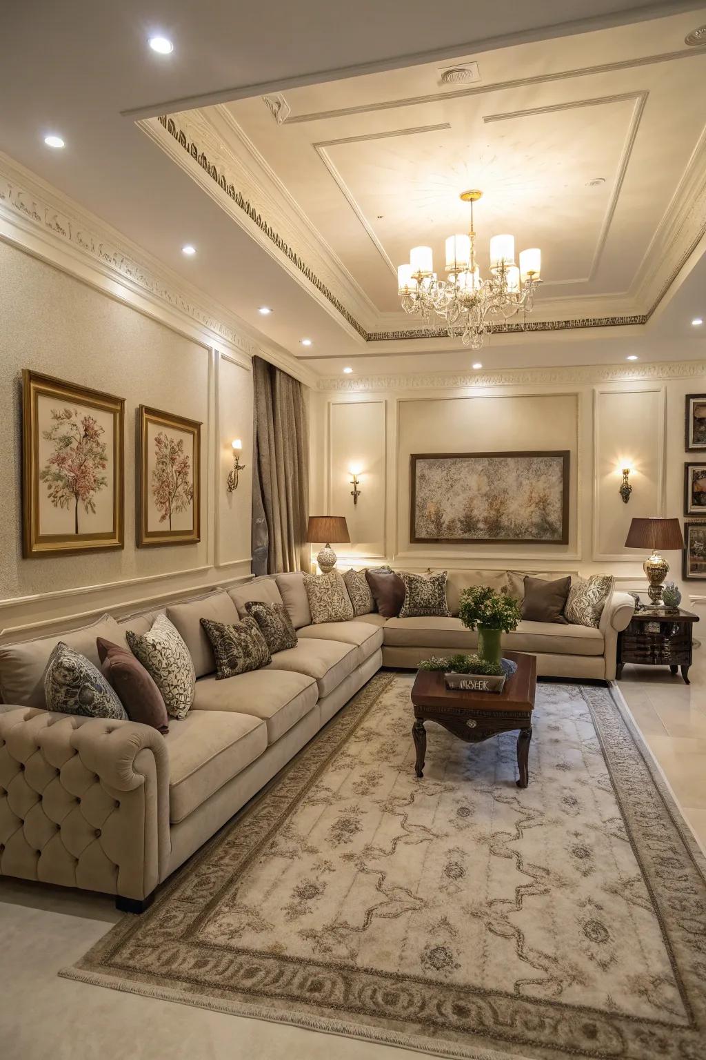 A centrally placed sectional that fosters conversation.