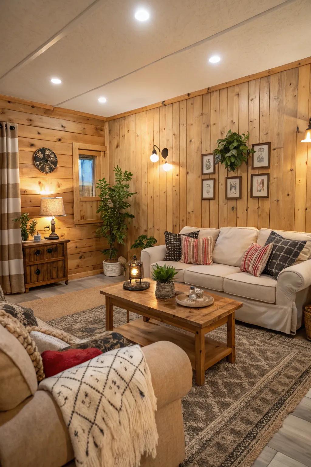 The use of natural wood hues infuses your living area with warmth and refinement.