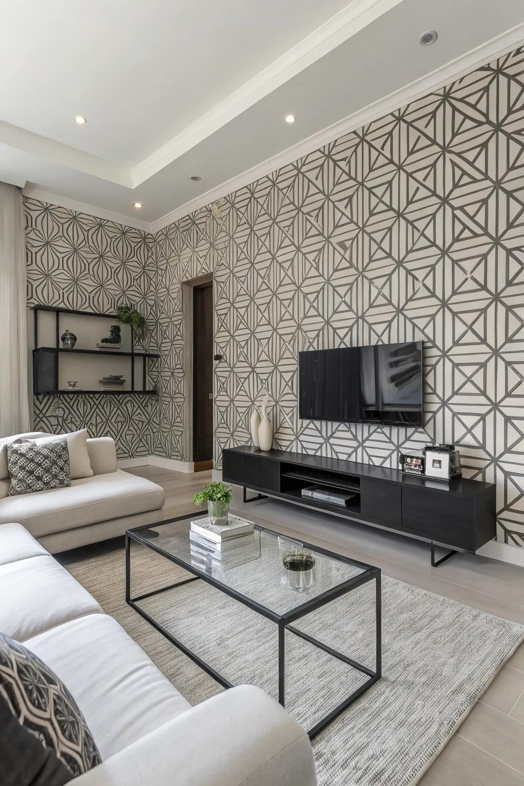 Geometric patterns add a sense of organized elegance to your living room.